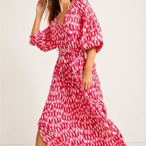 Tommy Bahama Red and pink ikat dress NWT size small